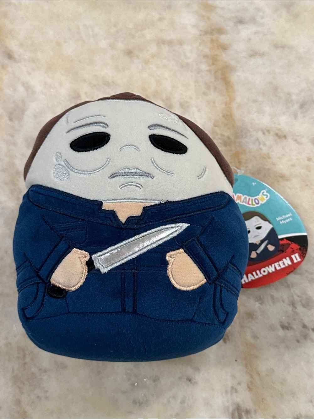 Squishmallows Blue and Cream Michael Myers Halloween Plush